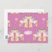 Carte Postale Unicorn amour rose (Devant / Derrière)