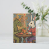 Carte Postale Unicorn and Rabbit Eating Carrots Surreal (Debout devant)