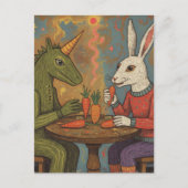 Carte Postale Unicorn and Rabbit Eating Carrots Surreal (Devant)