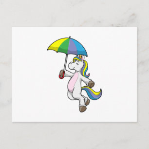 Carte Postale Unicorn avec Umbrella