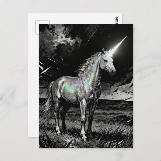 Carte Postale Unicorn Black and White (Devant / Derrière)