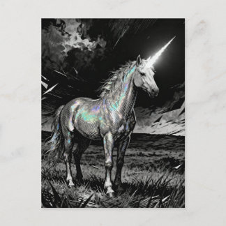 Carte Postale Unicorn Black and White