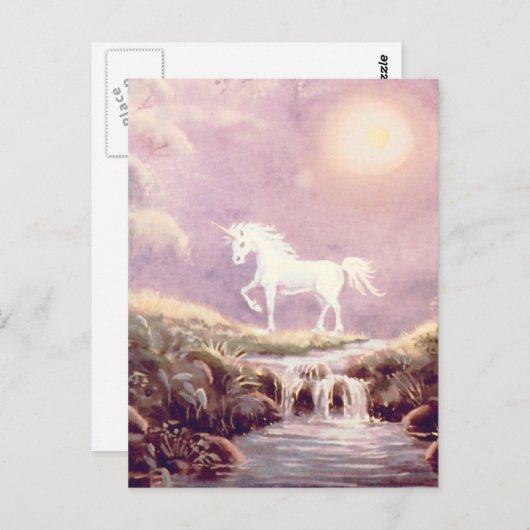 Carte Postale UNICORN BLANC par SHARON SHARPE (Devant / Derrière)