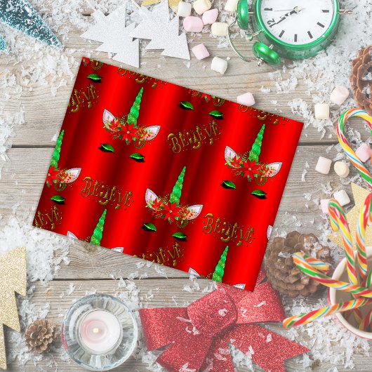Carte Postale Unicorn Christmas Believe Red
