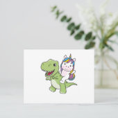 Carte Postale Unicorn Circule Sur Trex Cute Dinosaur Avec Unicor (Debout devant)