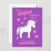 Carte postale Unicorn Cute Kids Valentine's Day Ka (Devant / Derrière)
