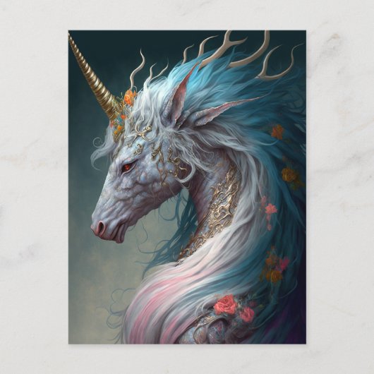 Carte Postale Unicorn Dragon Imaginaire Art (Devant)