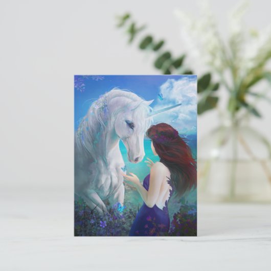 Carte Postale Unicorn Fairy Tale Imaginaire Art (Debout devant)
