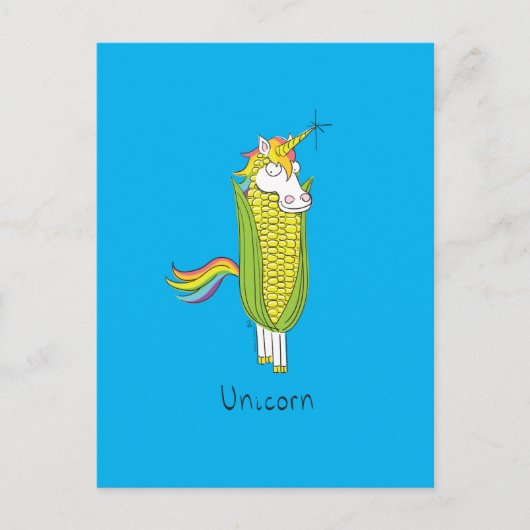 Carte postale Unicorn Funny Corn Corny (Devant)