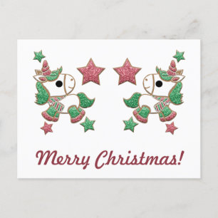 Carte Postale Unicorn Gingerbread Cookies "Joyeux Noël !"
