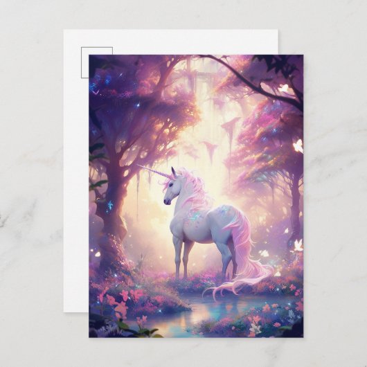 Carte Postale Unicorn Imaginaire Art (Devant / Derrière)