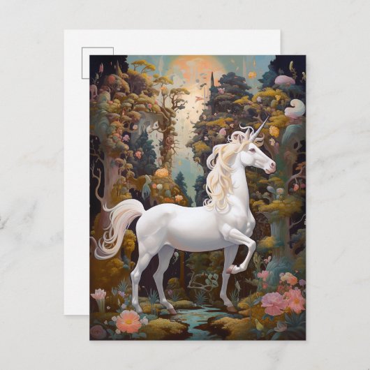 Carte Postale Unicorn Imaginaire Art (Devant / Derrière)