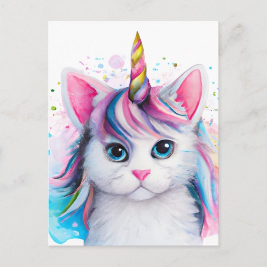 Carte Postale Unicorn Kitten (Devant)