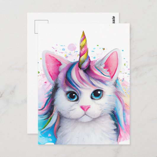 Carte Postale Unicorn Kitten (Devant / Derrière)
