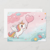 Carte Postale Unicorn Magical Heart Day (Devant / Derrière)