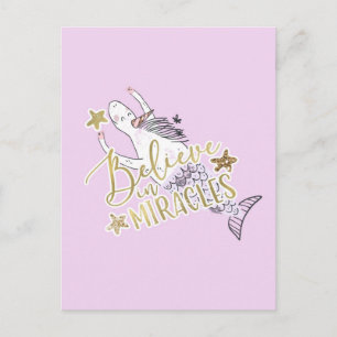Carte Postale Unicorn Mermaid Moderne tendance croire en Miracle