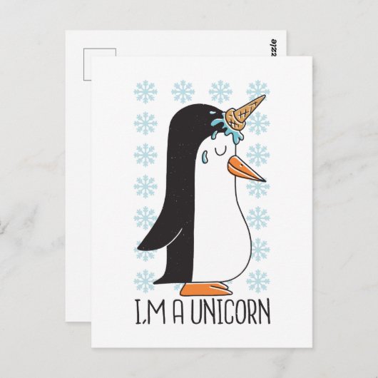 Carte postale Unicorn Penguin (Devant / Derrière)