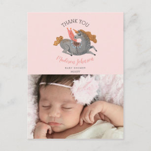 Carte Postale Unicorn   Thank You   Pinc   Photo Postcard