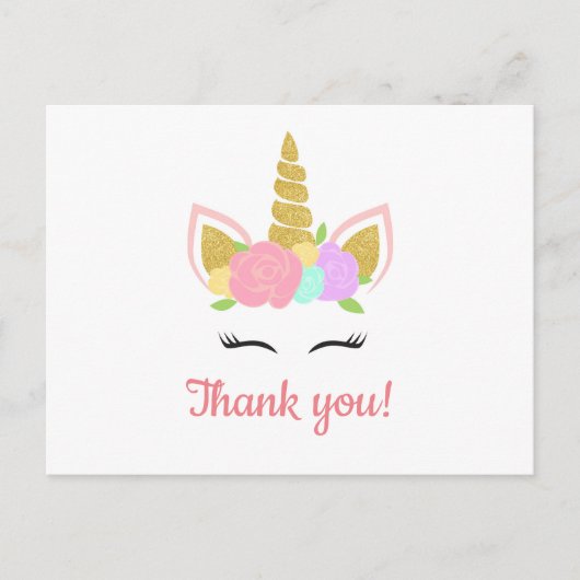 Carte Postale Unicorn Thank You Postcard (Devant)