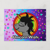 Carte Postale Unicorn Wish with Elegant Pretty Rainbow Stars (Devant)