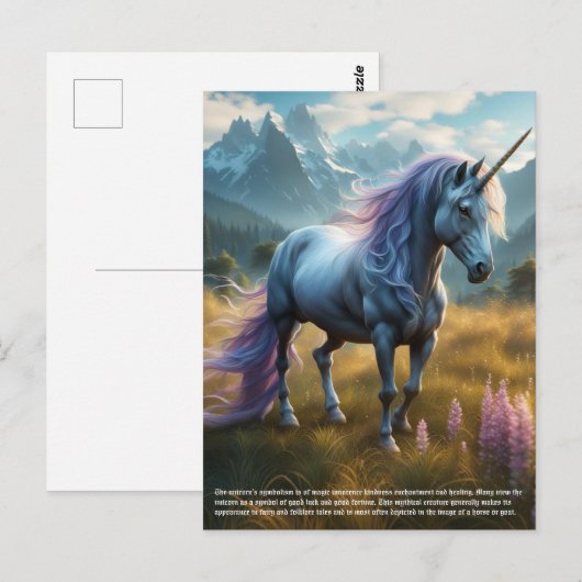 Carte Postale Unicorne (Devant / Derrière)