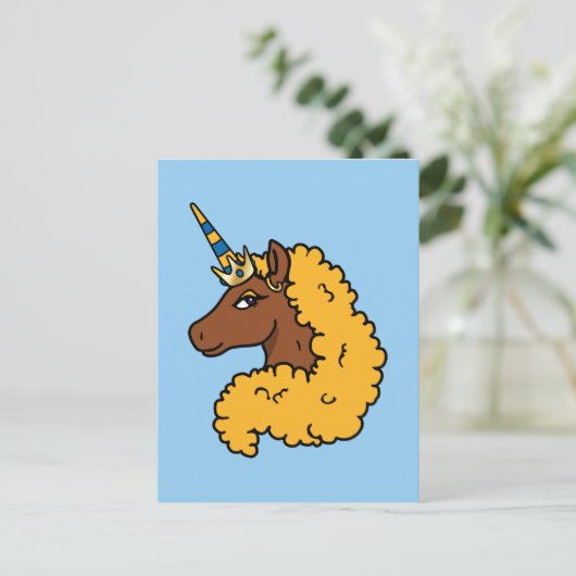 Carte Postale Unicorne Afro Jaune (Debout devant)