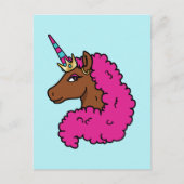 Carte Postale Unicorne Afro Rose Chaud (Devant)