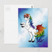 Carte Postale Unicorne arc-en-ciel (Devant / Derrière)