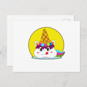 Carte Postale Unicorne avec cône de crème glacée (Devant / Derrière)