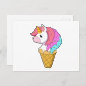 Carte Postale Unicorne avec crème glacée (Devant / Derrière)