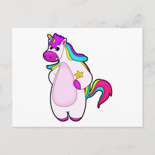 Carte Postale Unicorne avec étoile (Devant)