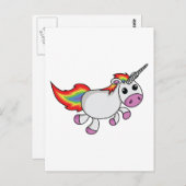 Carte Postale Unicorne avec Rainbow Mane et Tail (Devant / Derrière)
