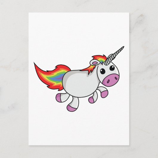 Carte Postale Unicorne avec Rainbow Mane et Tail (Devant)
