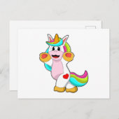 Carte Postale Unicorne avec tatouage cardiaque (Devant / Derrière)