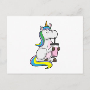 Carte Postale Unicorne avec thé bulle