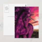 Carte Postale Unicorne balayée par le vent en Amethyst (Devant / Derrière)