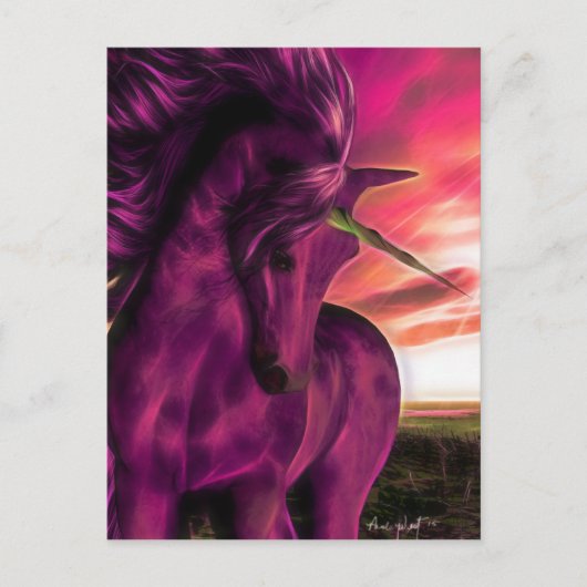 Carte Postale Unicorne balayée par le vent en Amethyst (Devant)