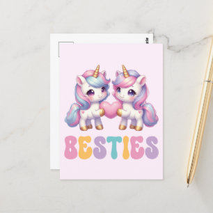 Carte Postale Unicorne Besties Meilleurs Amis Pour Toujours