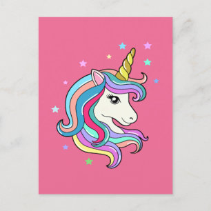 Carte Postale Unicorne colorée