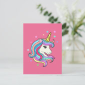 Carte Postale Unicorne colorée (Debout devant)