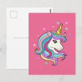 Carte Postale Unicorne colorée (Devant / Derrière)