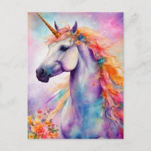 Carte Postale Unicorne couleur Pastel