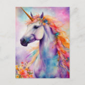 Carte Postale Unicorne couleur Pastel (Devant)