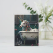 Carte Postale Unicorne dans une baignoire (Debout devant)