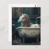 Carte Postale Unicorne dans une baignoire (Devant / Derrière)