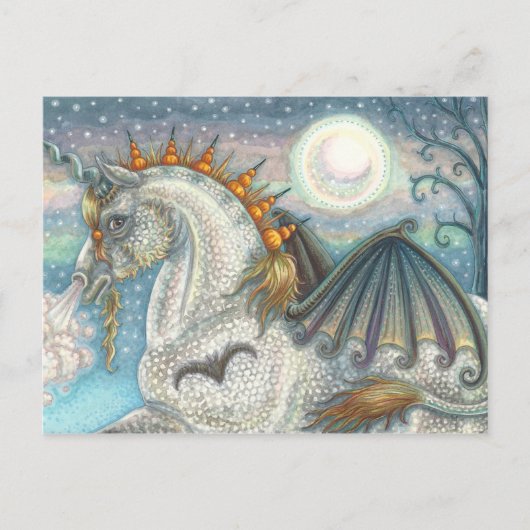 CARTE POSTALE UNICORNE DE HALLOWEEN GOTHIQUE AVEC AILES DE MAIN, (Devant)