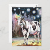 Carte Postale Unicorne de vache laitière (Devant / Derrière)