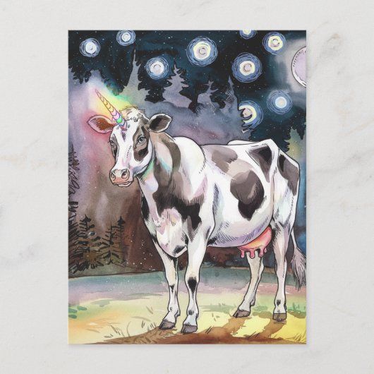 Carte Postale Unicorne de vache laitière (Devant)