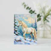 Carte Postale Unicorne en hiver (Debout devant)