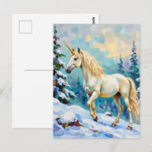 Carte Postale Unicorne en hiver (Devant / Derrière)